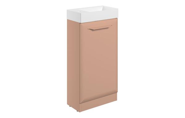 Stafford 410mm Floor Standing 1 Door Cloakroom Basin Unit w/1TH Basin - Matt Apricot